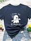 economico T-shirts-Per donna maglietta Pop art Stampe astratte Alfabetico Rotonda Stampa Essenziale Halloween Top 100% cotone Rosa Vino Nero