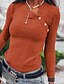 cheap Tops &amp; Blouses-Women&#039;s Blouse Shirt Solid Colored Long Sleeve Cut Out Button Round Neck Basic Tops Black Wine Orange
