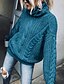 cheap Sweaters &amp; Cardigans-Women&#039;s Pullover Sweater jumper Jumper Cable Chunky Knit Knitted Turtleneck Solid Color Daily Going out Basic Casual Winter Fall Blue Brown S M L / Long Sleeve / Regular Fit