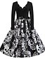 cheap Midi Dresses-Women&#039;s Halloween Patchwork A-Line Dress