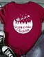 abordables Christmas Tops-Mujer Navidad Camiseta Estampados Estampado Escote Redondo Tops 100% Algodón Navidad Top básico Blanco Negro Morado