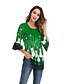 baratos Christmas Tops-Mulheres Camiseta Rosa Verde Floral Flor Imprimir Meia Manga Natal Diário Básico Natal Decote Redondo