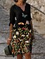 cheap Casual Dresses-Women&#039;s Shift Dress Knee Length Dress Black Half Sleeve Floral Animal Clothing Print Summer V Neck Hot Casual vacation dresses Loose 2021 M L XL XXL 3XL