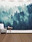 billige Wall Tapestries-mistry skogsteppe magisk natur grønt tre veggvev regnskog landskap tapetvegg hengende bohemisk psykedelisk veggteppe til soverom stue sovesal