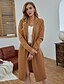 cheap Cardigans-Women&#039;s Coats &amp; Jackets Solid Color Basic Embroidery Fall Coat Long Causal Long Sleeve Acrylic Coat Tops Camel / Winter / Spring / V Neck / Lace