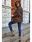 cheap Jackets-Women&#039;s Jacket Fall Daily Regular Coat Notch lapel collar Regular Fit Basic Jacket Long Sleeve Print Leopard Brown