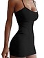 abordables Vestidos Mini-vestidos de verano para mujer mini vestido ajustado con tirantes finos sexy (mediano, negro)