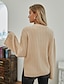 abordables Pulls-Femme Pullover Couleur unie Fibres acryliques basique Manches Longues Pull Cardigans Automne Hiver Col Ras du Cou Beige