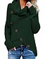 billige Sweaters-Dame bluse Ensfarvet Langærmet Sweater Cardigans Rullekrave Vin militærgrøn Mørkegrøn