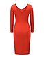 abordables Vestidos para Mujer-Mujer Vestido de Suéter Vestido Midi Negro Rojo Azul claro Manga Larga Otoño Escote en Pico caliente Casquillo 2021 S M L XL XXL