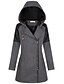 cheap Coats &amp; Trench Coats-Women&#039;s Trench Coat Daily Fall &amp; Winter Long Coat Regular Fit Basic Jacket Long Sleeve Solid Colored Wine Light gray / Cotton