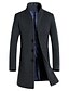 cheap Best Sellers-Men&#039;s Coat Long Asian Size Coat Black Wine Khaki Dark Gray Navy Blue Daily Basic Essential Single Breasted Fall &amp; Winter Stand Collar Regular Fit L XL XXL 3XL 4XL 5XL / Wool / Long Sleeve