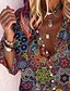 baratos Tops &amp; Blouses-Mulheres Floral Gráfico Flor Diário Manga Longa Blusa Camisa Social Colarinho de Camisa Imprimir Básico Casual Blusas Solto Arco-íris S