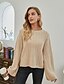 cheap Sweaters-Women&#039;s Pullover Solid Color Acrylic Fibers Basic Long Sleeve Sweater Cardigans Fall Winter Crew Neck Beige