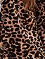 baratos Jaquetas Femininas-Mulheres Jaqueta Outono Diário Padrão Casaco Lapela Chanfrada Normal Básico Casaco Manga Longa Estampado Leopardo Marron