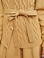 baratos Cardigãs-Mulheres Carregam Côr Sólida Bordado Tricotado Básico Manga Longa Casacos de malha Outono Inverno Abertura Frontal Camelo