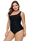 cheap Plus Size Swimwear-Women&#039;s One Piece Swimsuit Cut Out Black Plus Size Swimwear Padded Strapless Bathing Suits / Padded Bras