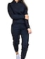 cheap Jumpsuits &amp; Rompers-Women&#039;s Basic Solid Color Two Piece Set Stand Collar Pant Loungewear Jogger Pants Hoodie Tracksuit Pants Sets Tops