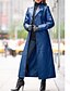 cheap Jackets-Women&#039;s Trench Coat Fall Winter Daily Work Maxi Coat Shirt Collar Regular Fit Vintage Jacket Long Sleeve Classic Solid Colored Blue Wine Black / PU