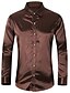 cheap Men&#039;s Shirts-mens long sleeve shiny silk like satin dance prom dress shirt party button down tuxedo shirts gold xl