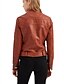 cheap Furs &amp; Leathers-Women&#039;s Faux Leather Jacket Fall Daily Short Coat Stand Collar Regular Fit Basic Jacket Long Sleeve Rivet Solid Colored Blushing Pink Dark Gray Brown