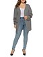 cheap Plus Size Sweaters-Women&#039;s Basic Flounced Front Pocket Solid Color Cardigan Long Sleeve Sweater Cardigans Open Front Fall Winter Black Blushing Pink Light gray