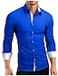 abordables Chemises pour hommes-Chemise Homme Col Manches Longues Noir et Blanc Saphir Bleu marine Noir rouge Blanche Mélange de Coton Standard Vêtement de rue