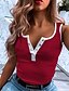abordables Débardeurs-T shirt Tee Femme Noir Rouge Bleu Couleur Pleine du quotidien Sans Manches Col V basique Normal Mince S