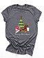 cheap Christmas Tops-Women&#039;s Christmas T shirt Plants Graphic Letter Print Round Neck Tops 100% Cotton Basic Christmas Basic Top Black Purple Blushing Pink