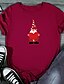 abordables Hauts de Noël-T-shirt Femme Noël Imprimés Photos Manches Courtes Imprimé Col Rond Hauts Ajustable Haut de base 100% Coton Noël Blanche Noir Violet