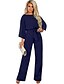 cheap Women&#039;s Jumpsuits-Women&#039;s Jumpsuit Solid Colored Lace up Basic Crew Neck Straight Loose Blue Black Beige S M L