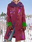 cheap Coats &amp; Trench Coats-Women&#039;s Coat Fall Winter Party Street Daily Long Coat Windproof Regular Fit Casual Streetwear Sports Jacket Long Sleeve Print Plants Pink Gray