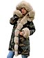 cheap Furs &amp; Leathers-Women&#039;s Parka Hoodie Jacket Classic &amp; Timeless Casual Daily Coat Long Cotton Grey camouflage Gray fur collar Burgundy camouflage Fall Winter Hoodie Regular Fit S M L XL 2XL / Windproof