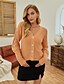 cheap Cardigans-Women&#039;s Cardigan Solid Color Hollow Out Knitted Acrylic Fibers Basic Long Sleeve Sweater Cardigans Fall Winter Open Front Blushing Pink