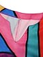 billige Uformelle kjoler-Dame Knelang kjole Skiftkjole Blå Regnbue Halvlange ermer Trykt mønster Fargeblokk Abstrakt V-hals Vår Sommer Fritid 2022 Løstsittende M L XL XXL 3XL
