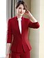 abordables Blazers Femme-Manteau Couleur unie Bouton devant Travail Automne Printemps Col en V Normal Manteau Entreprise Manches Longues Veste Costume rouge