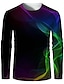 cheap Tank Tops-Men&#039;s T shirt Shirt Graphic Optical Illusion 3D Print Round Neck Plus Size Daily Holiday Long Sleeve Print Tops Elegant Exaggerated Black