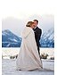 cheap Furs &amp; Leathers-thicken wedding cloak faux fur winter robes hooded bride capes with armhole