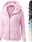 cheap Hoodies &amp; Sweatshirts-Women&#039;s Coat Black White Blue Pink Full Zip Front Zipper Cowl Neck Hoodie Fleece Cotton Solid Color Cute Sport Athleisure Jacket Tracksuit Long Sleeve Warm Soft Comfortable Everyday Use Daily