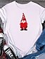 abordables Christmas Tops-Mujer Navidad Camiseta Estampados Estampado Escote Redondo Tops 100% Algodón Navidad Top básico Blanco Negro Morado