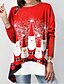 cheap Christmas Tops-Women&#039;s Plus Size Tunic Graphic Prints Snowflake Santa Claus Print Round Neck Elegant Tops Loose Red