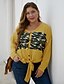 baratos Plus Size Sweatshirts für Damen-Mulheres Básico Tricotado Leopardo Guepardo Pulôver Manga Longa Tamanhos Grandes Casacos de malha Decote V Outono Inverno Branco Preto Amarelo