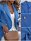 cheap Blazers-Women&#039;s Blazer Solid Colored Classic Elegant &amp; Luxurious Long Sleeve Coat Fall Spring Daily Double Breasted Regular Jacket Blue / Notch lapel collar
