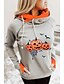 cheap HALLOWEEN-Women&#039;s Pullover Hoodie Sweatshirt Pumpkin Halloween Other Prints Halloween Hoodies Sweatshirts  Orange Light gray Dark Gray