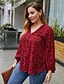 cheap Plus Size Tops-Women&#039;s Plus Size Blouse Shirt Polka Dot Long Sleeve V Neck Basic Tops Red Khaki Navy Blue