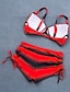 cheap Bikini-Women&#039;s Tankini Swimsuit Color Block Lace up Push Up Print Normal Swimwear Bathing Suits Blue Red / Bikini / Padded Bras