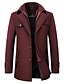 cheap Sale-Men&#039;s Trench Coat Overcoat Fall &amp; Winter Daily Going out Regular Coat Notch lapel collar Stand Collar Regular Fit Basic Jacket Long Sleeve Solid Colored Blue Wine Gray