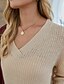billige Sweaters-Dame bluse Farveblok Strikket Akryl Fibre Basale Langærmet Sweater Cardigans V-hals Beige