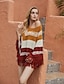 cheap Sweaters-Women&#039;s Cloak / Capes Color Block Tassel Knitted Basic Sleeveless Loose Sweater Cardigans Fall Winter Boat Neck Rainbow