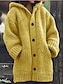 cheap Coats &amp; Trench Coats-Women&#039;s Cardigan Solid Colored Solid Color Knitted Button Cotton Basic Casual Keep Warm Long Sleeve Regular Fit Loose Sweater Cardigans Fall Winter Fall &amp; Winter Hooded Yellow / Daily / Coat